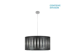 AKUNADECOR Lámpara Suspendida-Colgante Madera Negra/cromo Modelo Alexandra Plateado
