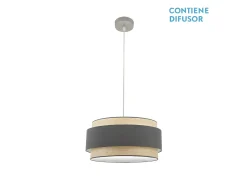 New AKUNADECOR Colgante Modelo Kandy 2xe27 Natural/gris Regulable Plateado