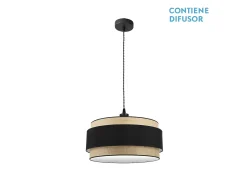 AKUNADECOR Lámpara Suspendida-Colgante Regulable Modelo Kandy 2xe27 Natural/ Negro