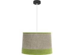 AKUNADECOR Lámpara Suspendida-Colgante Serie Tietar De Saco Y Ribete De Lino Verde Beige