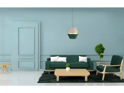 AKUNADECOR Lámpara Suspendida-Colgante Trajano -beig Con 3 Pantallas Verde