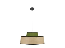 AKUNADECOR Lámpara Suspendida-Colgante Verde/natural Modelo Jia 1luz Negro