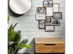 The Home Deco Factory Marco Para Fotos-Collage de fotos en madera y blanco 10 x 15 cm Familia 10 fotos Beige