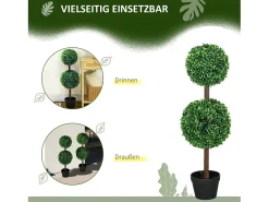 Online Conjunto de 2 bojs artificiales con doble bola, planta decorativa resistente a los rayos UV para uso interior y exterior, (18x18x90 cm) Verde