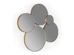 Les Tendances Conjunto de 5 espejos de pared redondos en metal RIZO - L 67 x H 62 cm Dorado Discount
