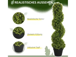 Planta Artificial-Conjunto de 2 eucaliptos artificiales en espiral, plástico resistente, color (17,5 x 17,5 x 90 cm) Verde