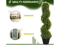 Planta Artificial-Conjunto de 2 eucaliptos artificiales en espiral, plástico resistente, color (17,5 x 17,5 x 90 cm) Verde