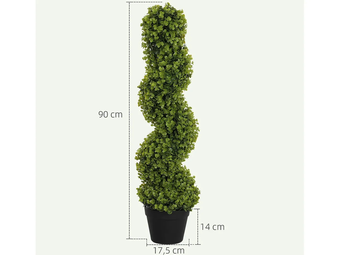 Planta Artificial-Conjunto de 2 eucaliptos artificiales en espiral, plástico resistente, color (17,5 x 17,5 x 90 cm) Verde