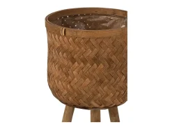 LANA DECO Conjunto de 3 macetas con soporte de madera natural de 37x37x75 cm Beige Sale