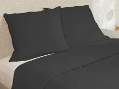 Palacio Ropa De Cama-Conjunto de cama de satén 108 hilos/ cm² - Funda 240 x 260 cm + 2 fundas de almohada 63 x 63 cm - Gris - TALORA Gris antracita