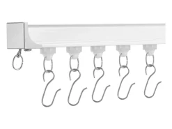 Ropa De Casa-Conjunto de Rieles SucceBuy para Cortinas de Techo de 180cm, Separador de Habitación con Ganchos, Sistema de Cortina Corrediza para Separador de Habitación, Blanco Plateado