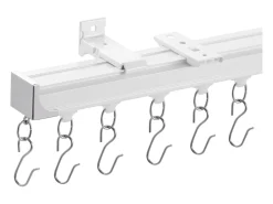 Conjunto de Rieles SucceBuy 270cm con Ganchos, Blanco, Sistema Corredizo para Cortinas, Montaje en Techo/en Pared para Salón, Dormitorio Plateado Clearance