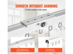 Conjunto de Rieles SucceBuy 270cm con Ganchos, Blanco, Sistema Corredizo para Cortinas, Montaje en Techo/en Pared para Salón, Dormitorio Plateado Clearance