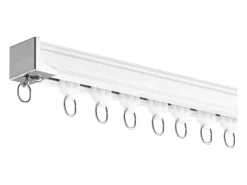 Conjunto de Rieles SucceBuy 270cm con Ganchos, Blanco, Sistema Corredizo para Cortinas, Montaje en Techo/en Pared para Salón, Dormitorio Plateado Clearance