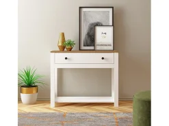 Consola para recibidor color negro estilo clásico con cajón Corlay - Blanco