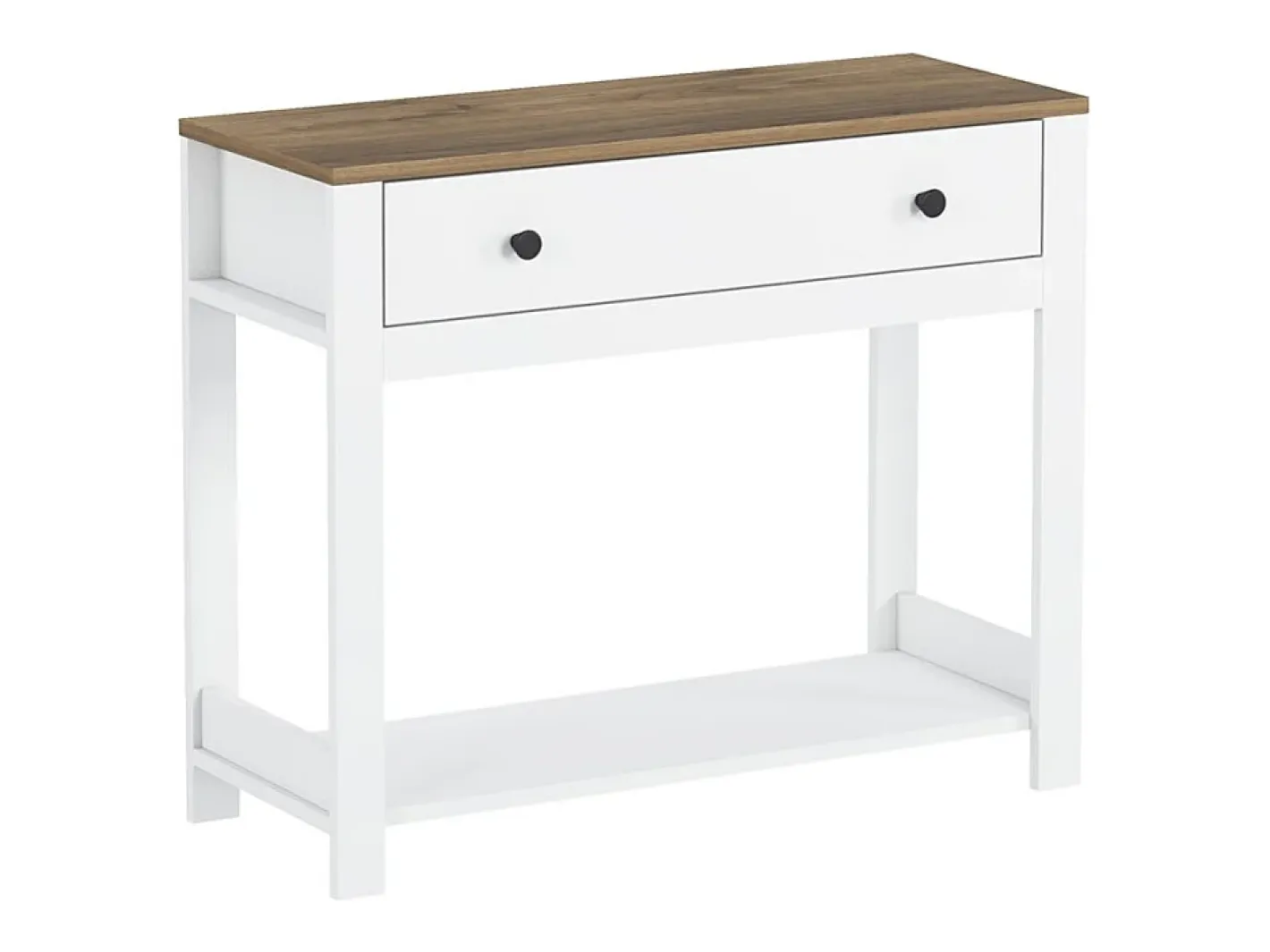 Consola para recibidor color negro estilo clásico con cajón Corlay - Blanco