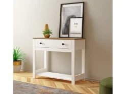 Consola para recibidor color negro estilo clásico con cajón Corlay - Blanco