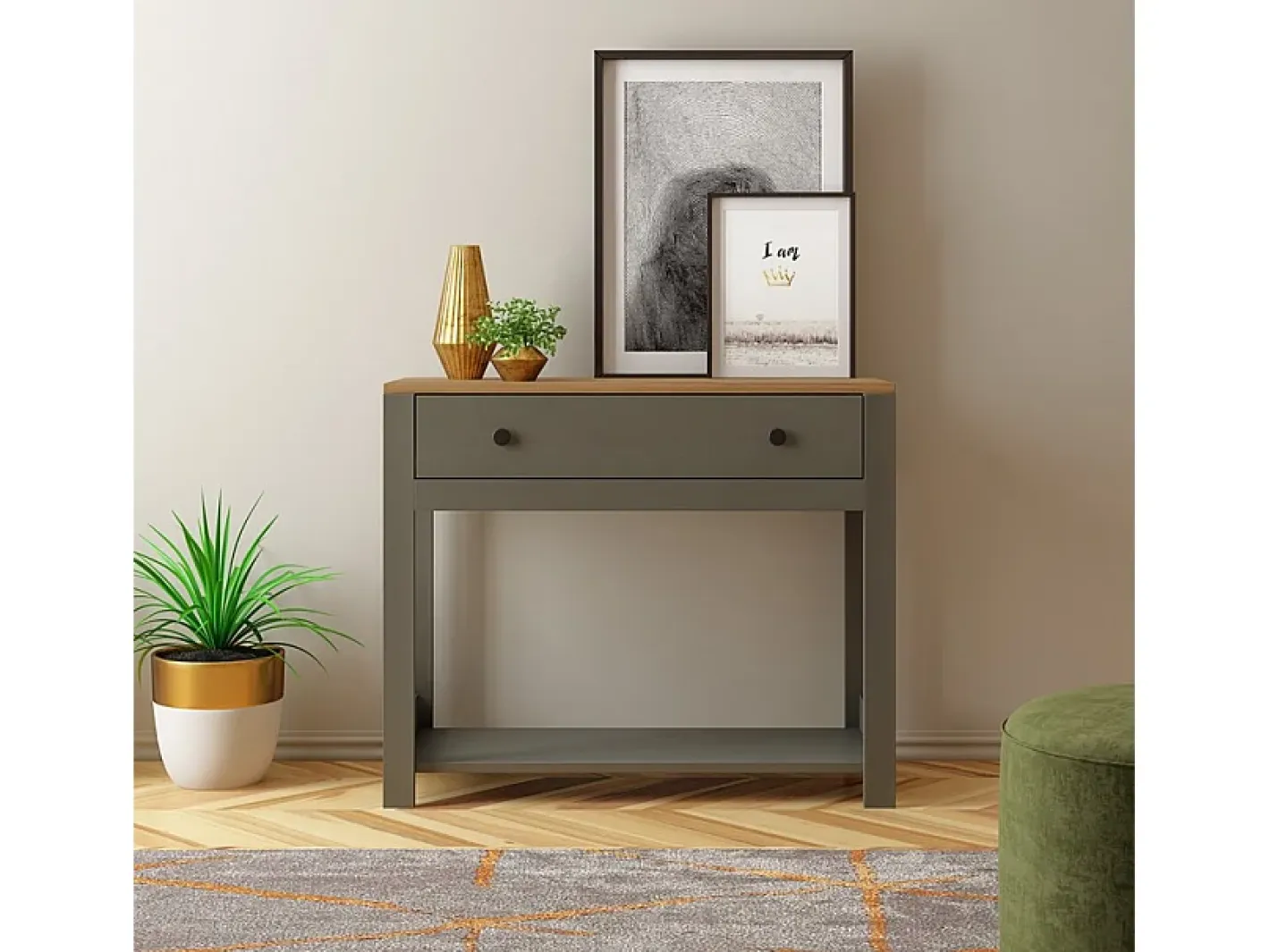 Clearance Consola para recibidor color blanco estilo clásico con cajón Corlay - Negro
