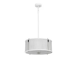 Corona Cylindrical 3 Light Pendel, Vit polerad nickel Blanco Clearance