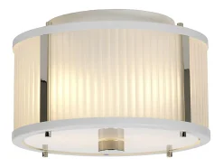 Discount Corona Cylindrical 2 Light Pendel, Vit polerad nickel, frostat glas Blanco