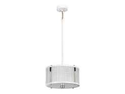 Discount Corona Cylindrical 2 Light Pendel, Vit polerad nickel, frostat glas Blanco