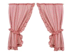 Cortina Bonne femme a cuadros vichy rojos y blancos 75 x 160 cm Rosa