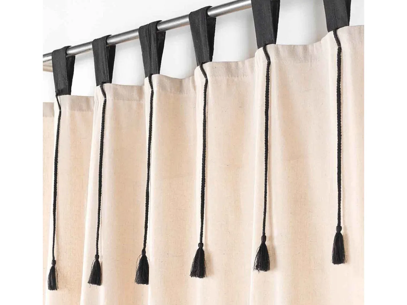 Douceur d'intérieur Cortina con lazos y borlas 140 x 240 cm Beige Best
