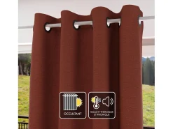 Soleil d'ocre Ropa De Casa-Cortina con ojales aislante y 100% Blackout 135x300 cm ECLIPSE ladrillo, por Rojo