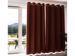 Soleil d'ocre Ropa De Casa-Cortina con ojales aislante y 100% Blackout 135x300 cm ECLIPSE ladrillo, por Rojo