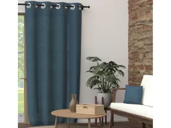 Outlet Soleil d'ocre Cortina con ojales de algodón puro 135x250 cm PANAMA turquesa, de Azul