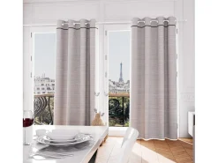 Soleil d'ocre Ropa De Casa-Cortina con ojales de algodón reciclado 135x300 cm PIERRE noir, por Negro