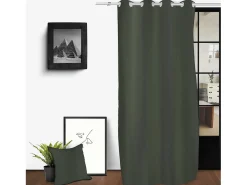 Sale Soleil d'ocre Cortina con ojales de algodón lavado 135x250 cm SPIRIT caqui Verde