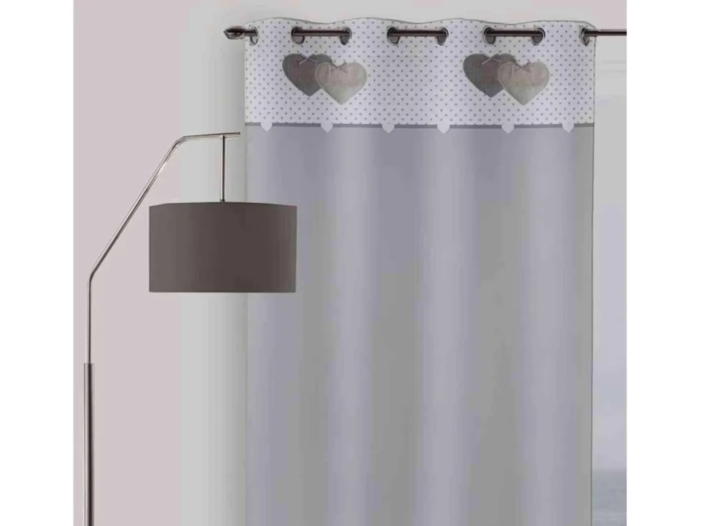 Soleil d'ocre Cortina con ojales de algodón puro 135x250 cm LOVE Gris Online
