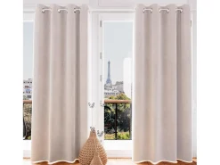 Soleil d'ocre Ropa De Casa-Cortina con ojales de TERCIOPELO natural Beige