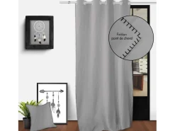 Soleil d'ocre Cortina con ojales en algodón lavado 135x250 cm SPIRIT Gris Sale