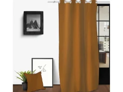 Soleil d'ocre Ropa De Casa-Cortina con ojales en algodón lavado 135x250 cm SPIRIT bronze Amarillo