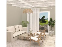 Soleil d'ocre Ropa De Casa-Cortina con ojales especial para ventanal 280x250 cm CELIA , por Blanco