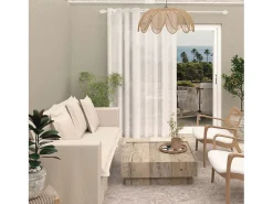 Soleil d'ocre Ropa De Casa-Cortina con ojales especial para ventanal 280x250 cm CELIA , por Blanco
