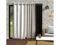 Soleil d'ocre Cortina con ojales lavados de microfibra 135x250 BOHEME Blanco