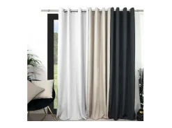 Soleil d'ocre Cortina con ojales lavados de microfibra 135x250 BOHEME Blanco