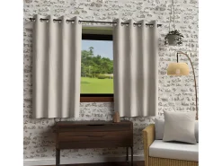 Soleil d'ocre Ropa De Casa-Cortina con ojales lavados de microfibra 135x180 cm BOHEME lino Color natural claro