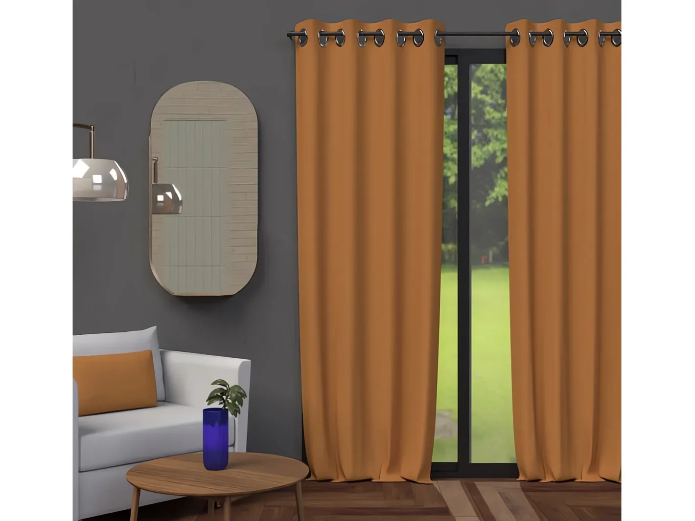 Soleil d'ocre Ropa De Casa-Cortina con ojales 135X250 cm BLACKOUT ocre Naranja