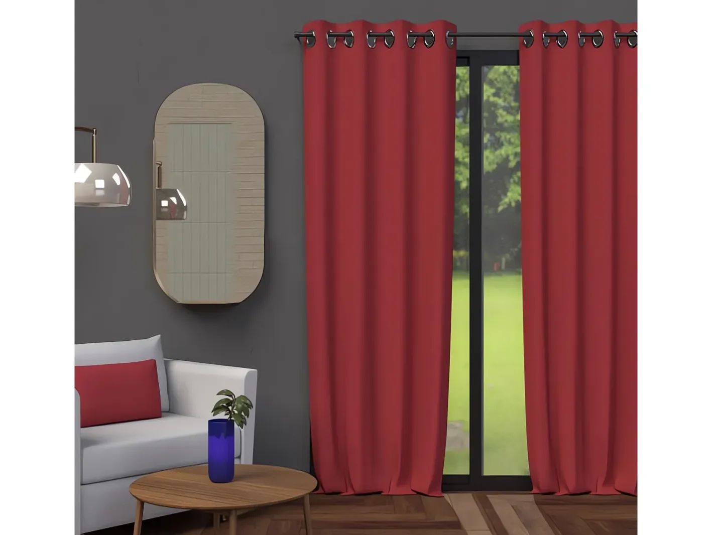 Outlet Soleil d'ocre Cortina con ojales 135X250 cm BLACKOUT Rojo