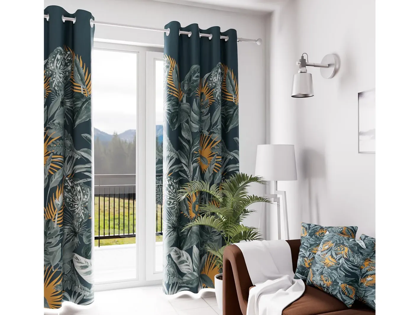 Hot Soleil d'ocre Cortina con ojales 135x250 cm TROPIC Gris