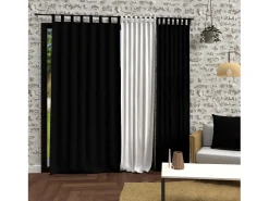 Clearance Soleil d'ocre Cortina con patas de microfibra lavada 135x250 cm BOHEME Negro