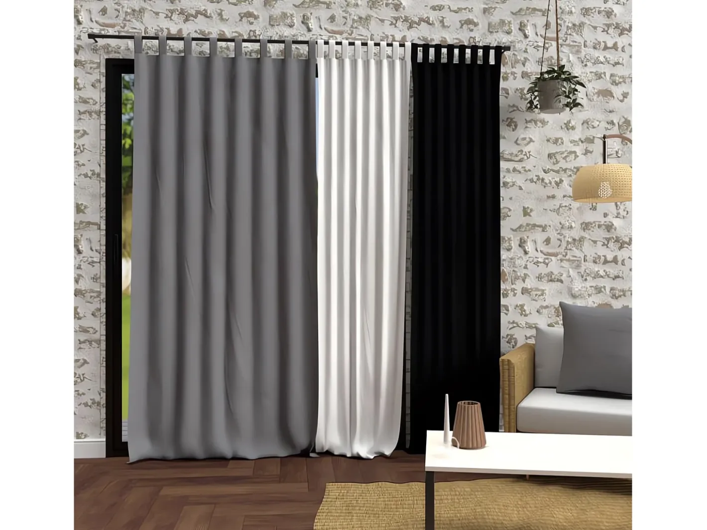 Sale Soleil d'ocre Cortina con patas en microfibra lavada 135x250 cm BOHEME Gris