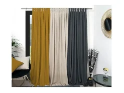 Outlet Soleil d'ocre Cortina con patas lavadas de microfibra 135X250 cm mostaza BOHEME Amarillo