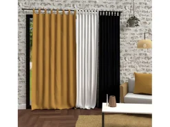Outlet Soleil d'ocre Cortina con patas lavadas de microfibra 135X250 cm mostaza BOHEME Amarillo