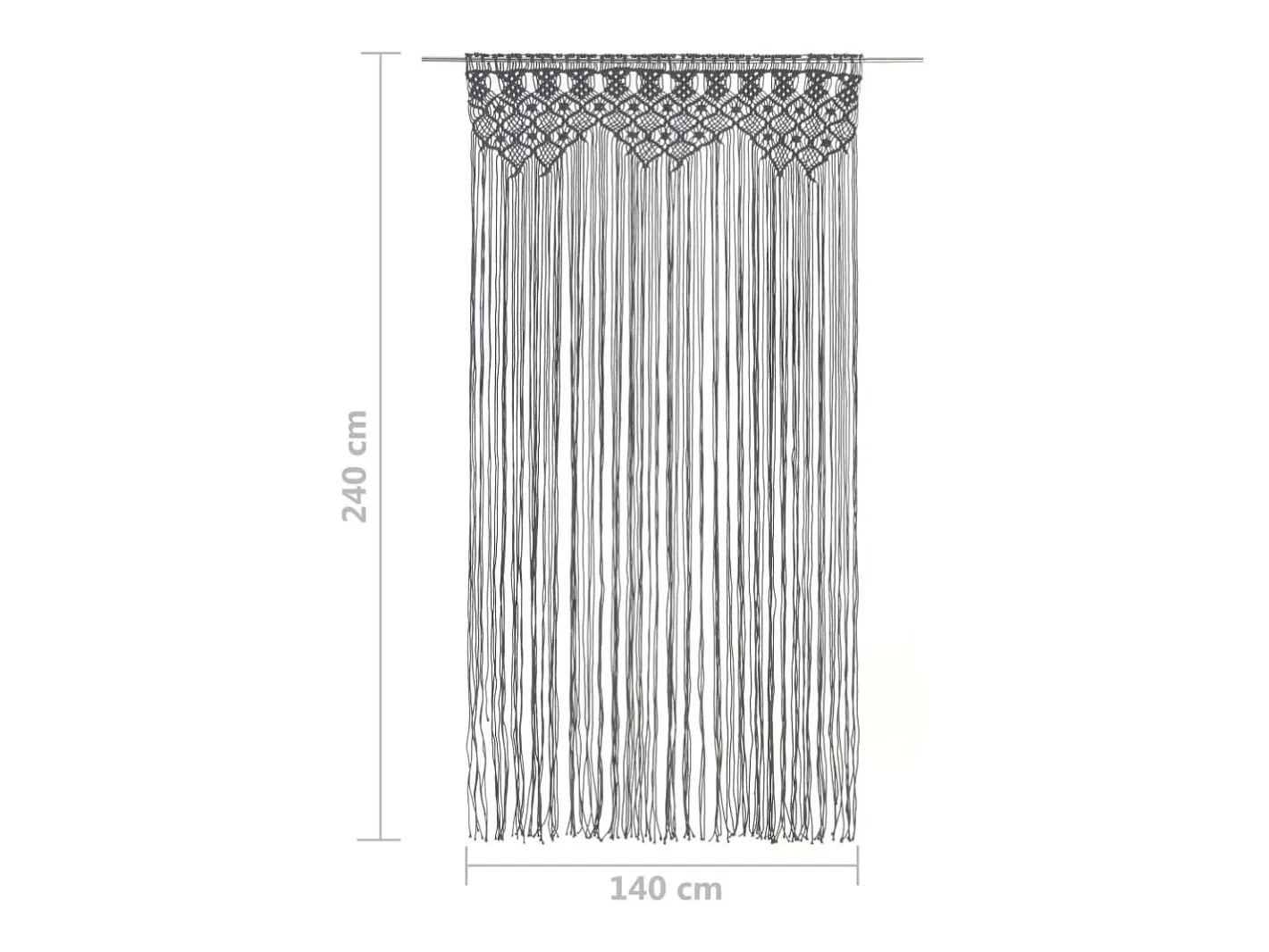 Ropa De Casa-Cortina de macramé algodón 140x240 cm ES508146 Gris antracita