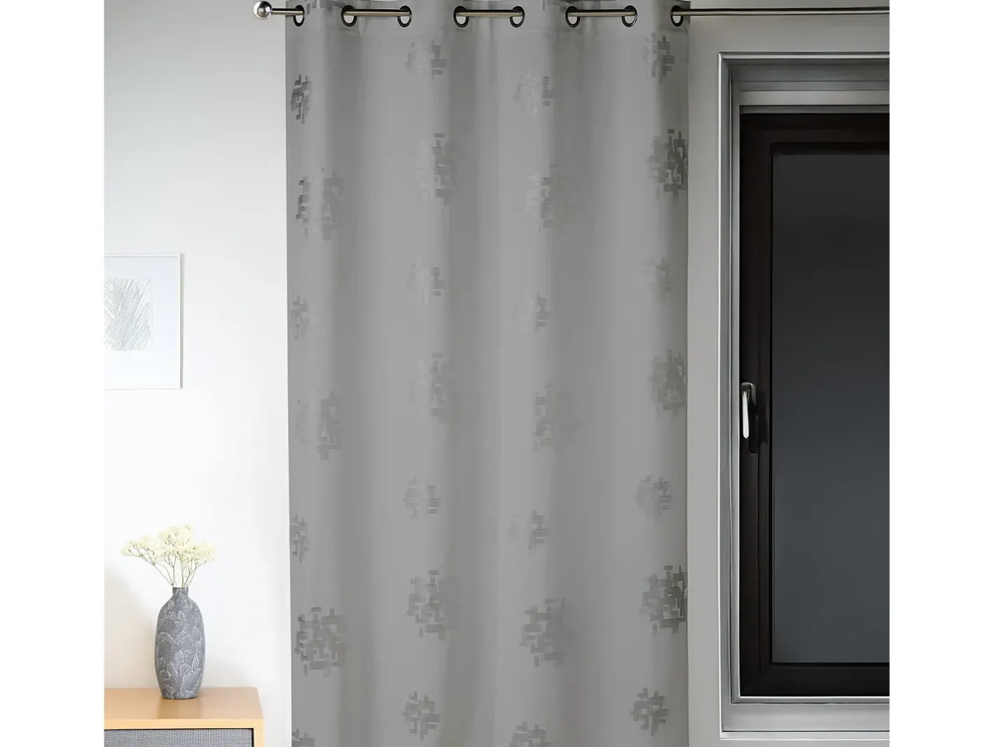 Cortina de mobiliario estampada motivos argentado 140 x 260 cm Gris claro Sale
